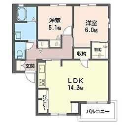 パールタウン岩田43 2LDKの間取図画像