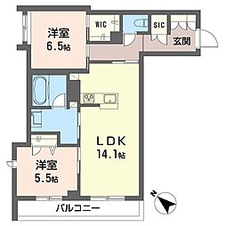 アンビハウス豊四季 2LDKの間取図画像