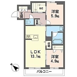 アンビハウス豊四季 2LDKの間取図画像