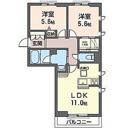 ヴィア・ソーレ2 2LDKの間取図画像