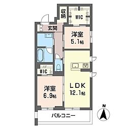 戸塚日和 2階2LDKの間取り
