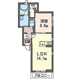 ｃｏｍｆａｒｍ　I 2階1LDKの間取り