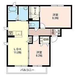 ブルーベリーヒル 2LDKの間取図画像