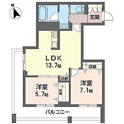 ベンディシオン市川 2LDKの間取図画像