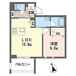 ベンディシオン市川 1LDKの間取図画像