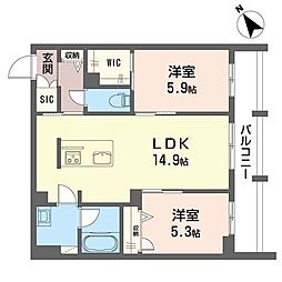 ディアコート T 2LDKの間取図画像