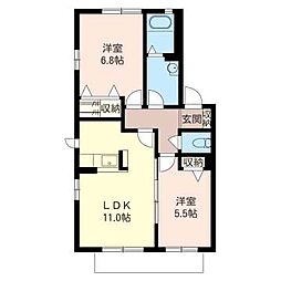 エルカーサリバーA 2LDKの間取図画像