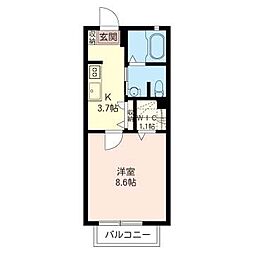 メゾンドソレイユ 1Kの間取図画像