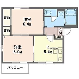 ドヌール石原B 2Kの間取図画像