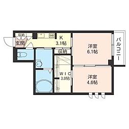 アトリエール 1階2Kの間取り