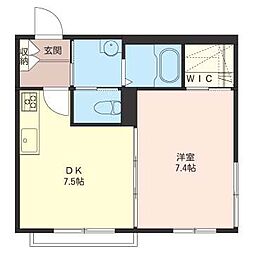 メゾン　Ｎｏｒｔｈ　Ｆｉｓｈ　II 1階1DKの間取り