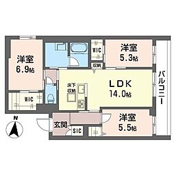 ラパン ド フォレ 3LDKの間取図画像