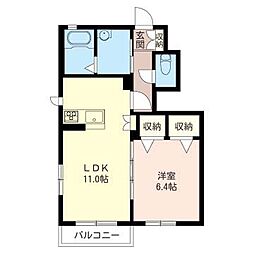 アルフラット 1LDKの間取図画像