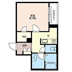 リラフォート　蓮沼 2階1Kの間取り