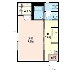 メープルスクエア 1Kの間取図画像