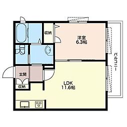 シャーメゾン白山 1LDKの間取図画像