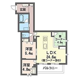 ウィズプラス大船 2LDKの間取図画像