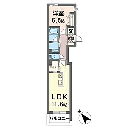 エンワ 1LDKの間取図画像