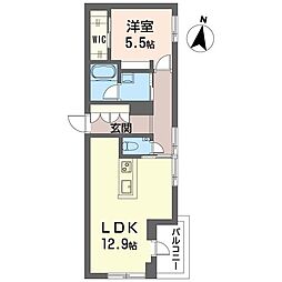 ルナマーレ鎌倉 1LDKの間取図画像