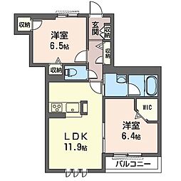 フローラ真和2番館 2LDKの間取図画像