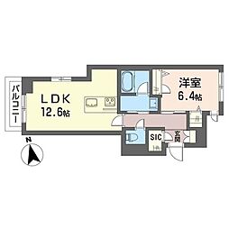 プレミアス大船 1LDKの間取図画像