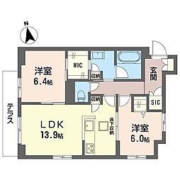 プレミアス大船 2LDKの間取図画像