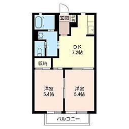 上前ハイツG 2DKの間取図画像