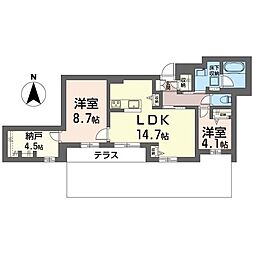 シャーメゾン東小金井 1階2SLDKの間取り