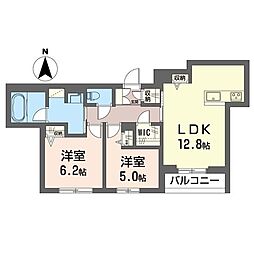 シャーメゾン東小金井 2階2LDKの間取り