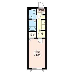 ラ・ポワール宮前2 1Kの間取図画像