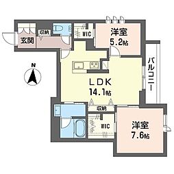 コンフォーザ三鷹 2LDKの間取図画像