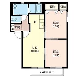 プリマヴェーラA 2LDKの間取図画像
