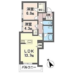 セリシール 2階2LDKの間取り
