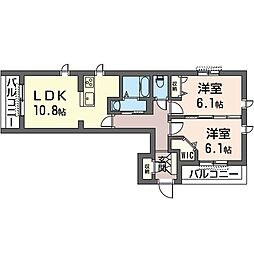 waterLily 2LDKの間取図画像