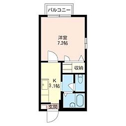 ヴェール金沢八景 1Kの間取図画像