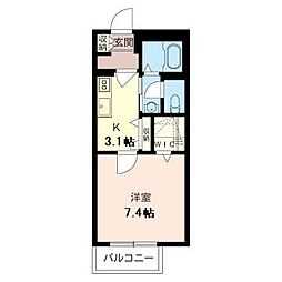メゾン・ド・グランジェ 1Kの間取図画像