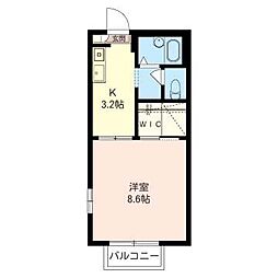 ロコ・B 1Kの間取図画像