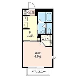 ラフィネH・2 1Kの間取図画像