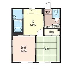 エーデルハイム・ウエノ 2Kの間取図画像