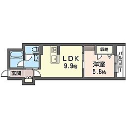 ラフィーネ港南中央 1LDKの間取図画像