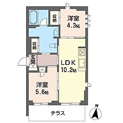 WisteriaHouse 2LDKの間取図画像