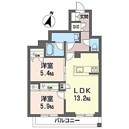 ウイスタリア 2LDKの間取図画像
