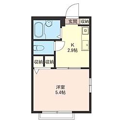 反町21 1Kの間取図画像