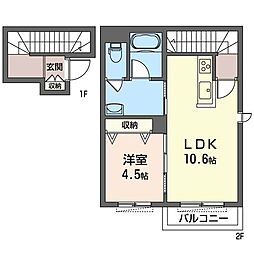 エクラージュイシカワ 1LDKの間取図画像