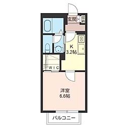 グランクロス白楽 1Kの間取図画像