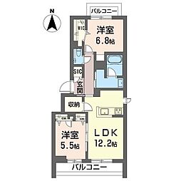 シャーメゾングラシア 2LDKの間取図画像