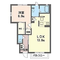 ヴェルジェ丸山台 1LDKの間取図画像
