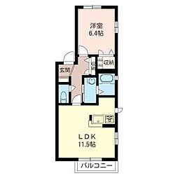 シャトル臼居 1LDKの間取図画像