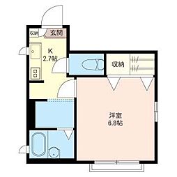 シエロアスール 1Kの間取図画像