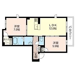 ホープSUNシャイン 2LDKの間取図画像